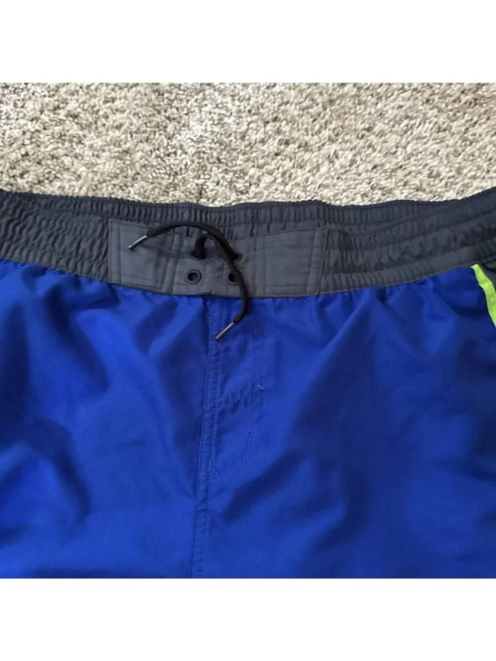 Adidas Swim Trunks Men's XXL Blue Gray Neon Green Board Shorts Mesh Lined